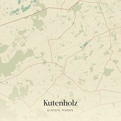 Vintage map of Kutenholz, Germany.