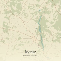 Vintage map of Kyritz, Germany.