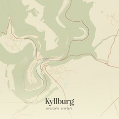 Vintage map of Kyllburg, Germany.