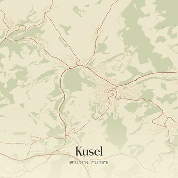 Vintage map of Kusel, Germany.