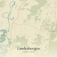 Fototapeta premium Vintage map of Landesbergen, Germany.
