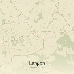 Vintage map of Langen, Germany.