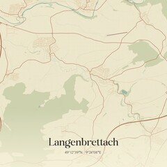 Vintage map of Langenbrettach, Germany.