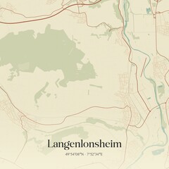 Fototapeta premium Vintage map of Langenlonsheim, Germany.