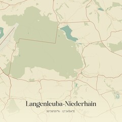 Fototapeta premium Vintage map of Langenleuba-Niederhain, Germany.