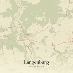 Vintage map of Langenburg, Germany.