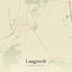 Naklejka premium Vintage map of Langstedt, Germany.