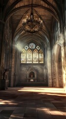 Obraz premium Sunlit Gothic church interior