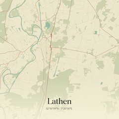 Vintage map of Lathen, Germany.