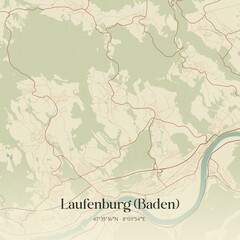 Fototapeta premium Vintage map of Laufenburg (Baden), Germany.