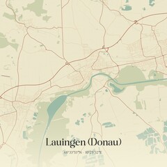 Fototapeta premium Vintage map of Lauingen (Donau), Germany.