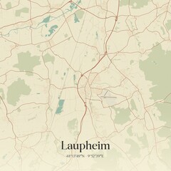 Fototapeta premium Vintage map of Laupheim, Germany.
