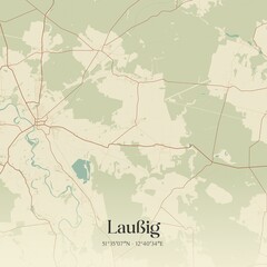 Vintage map of Laußig, Germany.