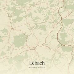 Fototapeta premium Vintage map of Lebach, Germany.