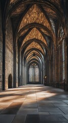 Fototapeta premium Ancient cathedral's serene aisle