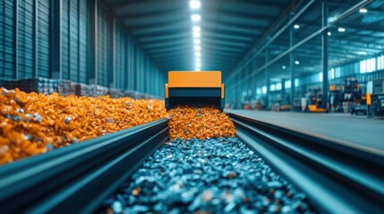 Industrial process material handling warehouse facility interior close-up efficient operations