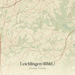 Fototapeta premium Vintage map of Leichlingen (Rhld.), Germany.