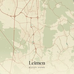Vintage map of Leimen, Germany.