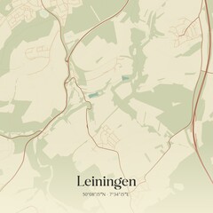 Vintage map of Leiningen, Germany.