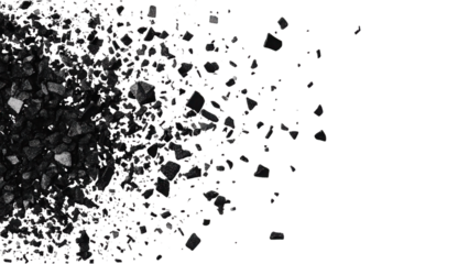 Black confetti-like sprinkles on a white background, playful and festive design element, ideal for party themes and celebrations