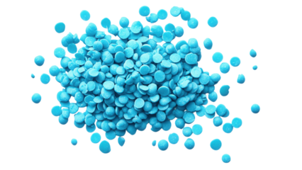 Cyan Confetti Sprinkles on White Background, vibrant design element, ideal for festive themes, digital use, seamless integration.