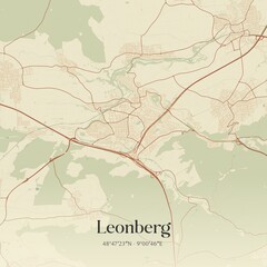 Vintage map of Leonberg, Germany.