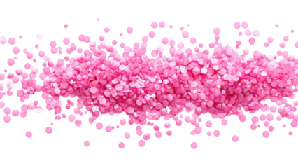 Pink confetti sprinkles on a white backdrop, vibrant and playful, perfect for festive designs and celebrations, digital format, transparent background