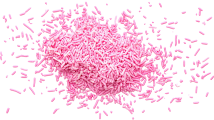 Pink confetti-like sprinkles on a white background, vibrant and playful, ideal for festive designs and celebrations