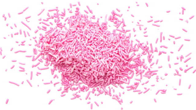 Pink confetti-like sprinkles on a white background, vibrant and playful, ideal for festive designs and celebrations