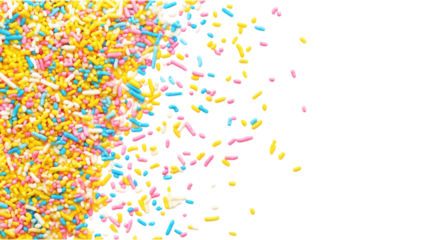 Yellow confetti-like sprinkles on a white backdrop, playful and vibrant, perfect for festive designs and cheerful themes