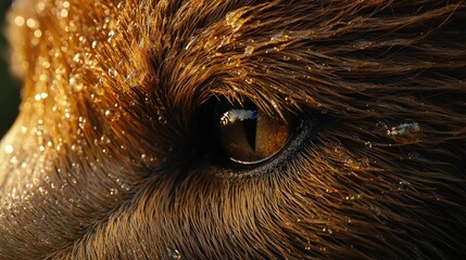 Wet Fox Eye Close-up in Nature