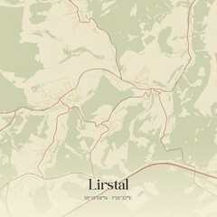 Vintage map of Lirstal, Germany.