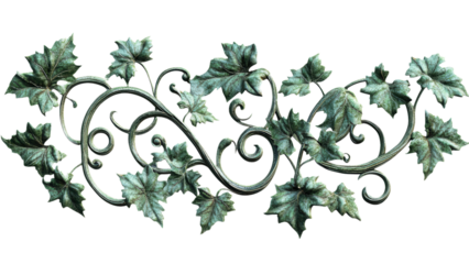 Curly Green Vines Design, intricate stylized patterns, transparent background, ideal for digital art and graphic design projects