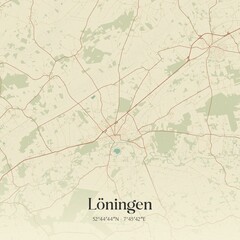 Vintage map of Loningen, Germany.