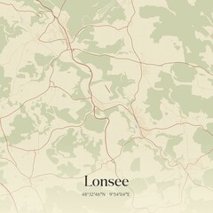 Vintage map of Lonsee, Germany.
