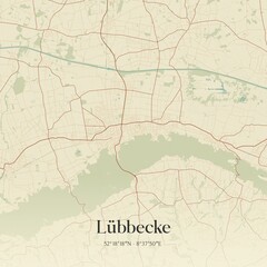 Fototapeta premium Vintage map of Lubbecke, Germany.