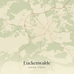Vintage map of Luckenwalde, Germany.