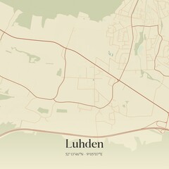 Vintage map of Luhden, Germany.