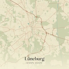 Obraz premium Vintage map of Luneburg, Germany.