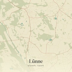 Fototapeta premium Vintage map of Lunne, Germany.