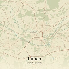 Fototapeta premium Vintage map of Lunen, Germany.