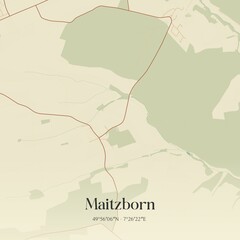 Fototapeta premium Vintage map of Maitzborn, Germany.