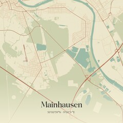 Vintage map of Mainhausen, Germany.