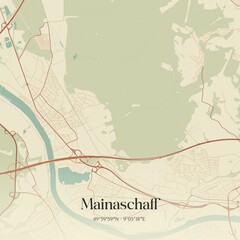 Vintage map of Mainaschaff, Germany.