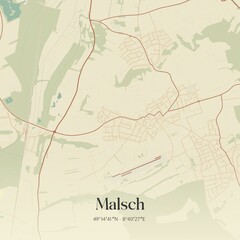 Vintage map of Malsch, Germany.