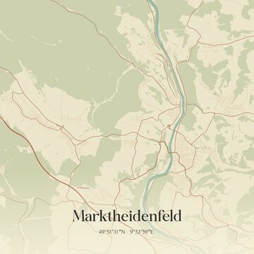 Vintage map of Marktheidenfeld, Germany.
