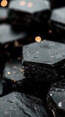 Dark Hexagon Stones  Abstract Background  Glowing Lights  Textured Surface