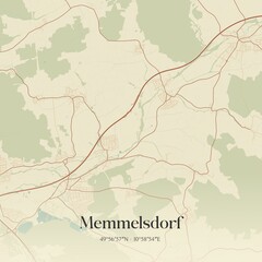Fototapeta premium Vintage map of Memmelsdorf, Germany.
