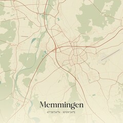 Naklejka premium Vintage map of Memmingen, Germany.