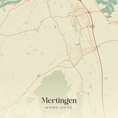 Fototapeta premium Vintage map of Mertingen, Germany.